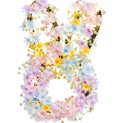 Easter Lighted Bunny Shape Spring Flower Wreath - Battery Operated