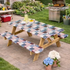 Easy-Fit Vinyl Picnic Table Cover 3 Pc.