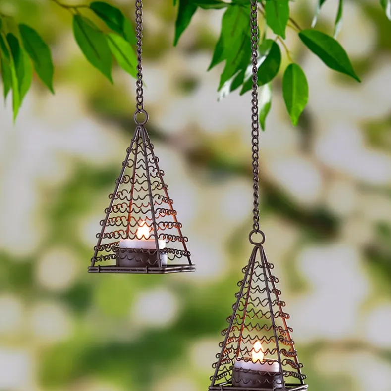 Elegant Solar Tea Light Danglers Set of 2