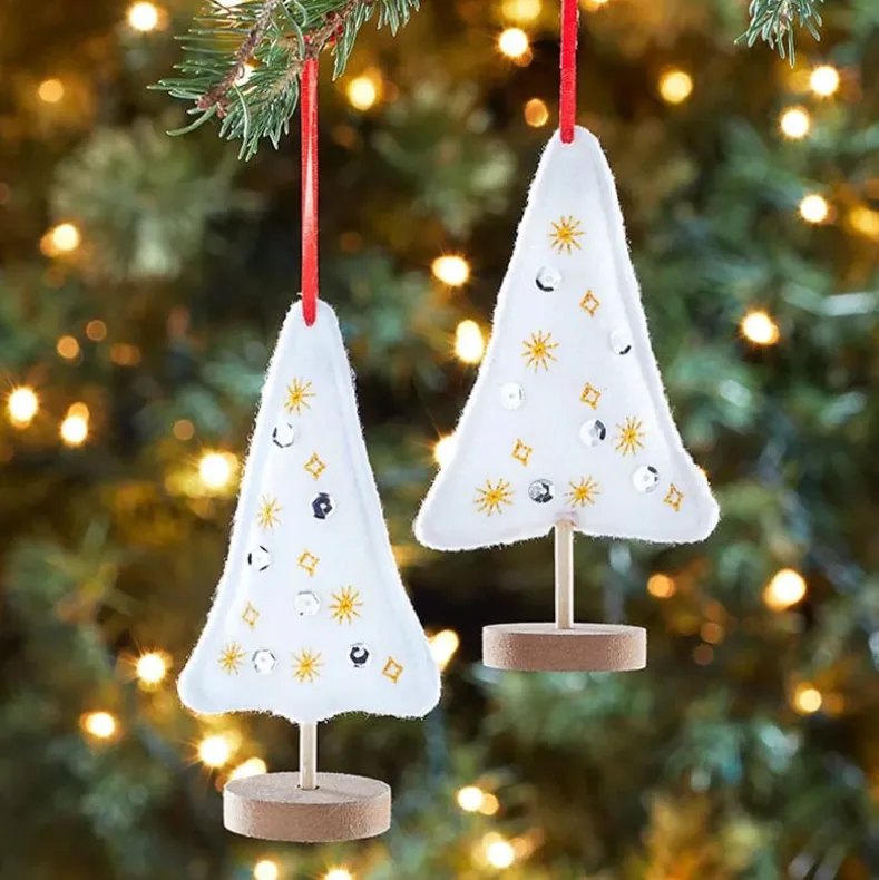 Embellished Plush Tree Ornaments Set of 2