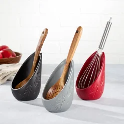 Embossed Upright Spoon Rest Utensil Holder