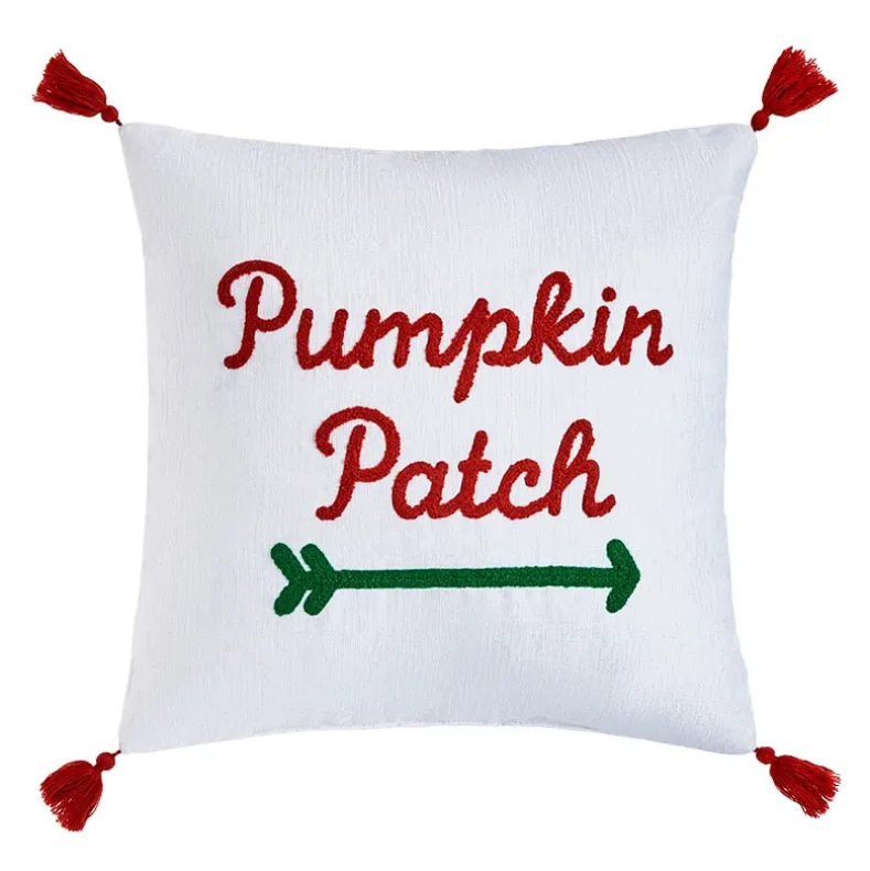 Embroidered Decorative Pumpkin Patch Pillow
