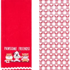 Embroidered Kitchen Towels Valentine's Day Set of 2