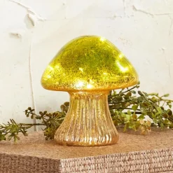 Fall Lighted Glass Mushrooms - Green, Yellow or Orange