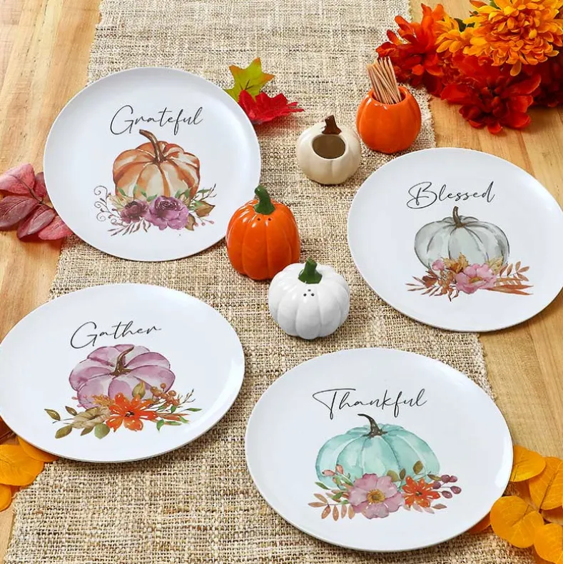Fall Orange and White Pumpkin Toothpick Holders - Set of 2