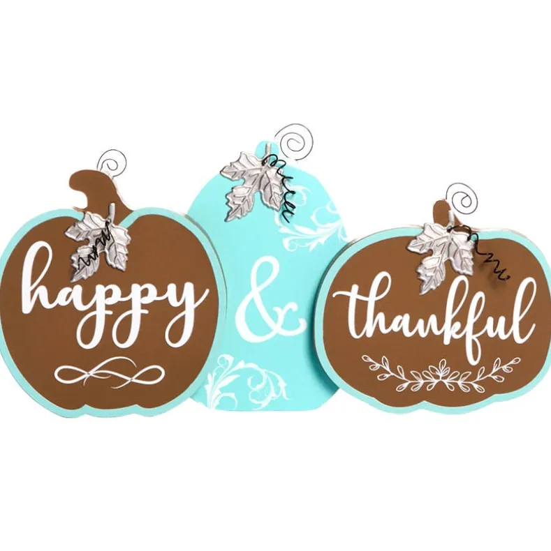 Fall Pumpkin Sentiment Sign-Happy and Thankful