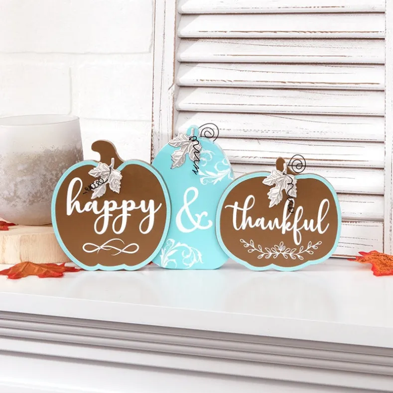 Fall Pumpkin Sentiment Sign-Happy and Thankful