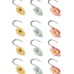 Farm Fresh Flowers Valance, Bath Rug or Shower Hooks Set of 12