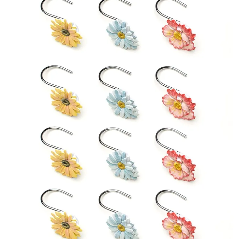 Farm Fresh Flowers Valance, Bath Rug or Shower Hooks Set of 12