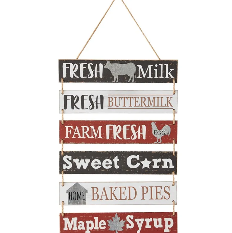 Farm Fresh Wall Décor Collection – Hanging Sign or Rustic Wall Clock