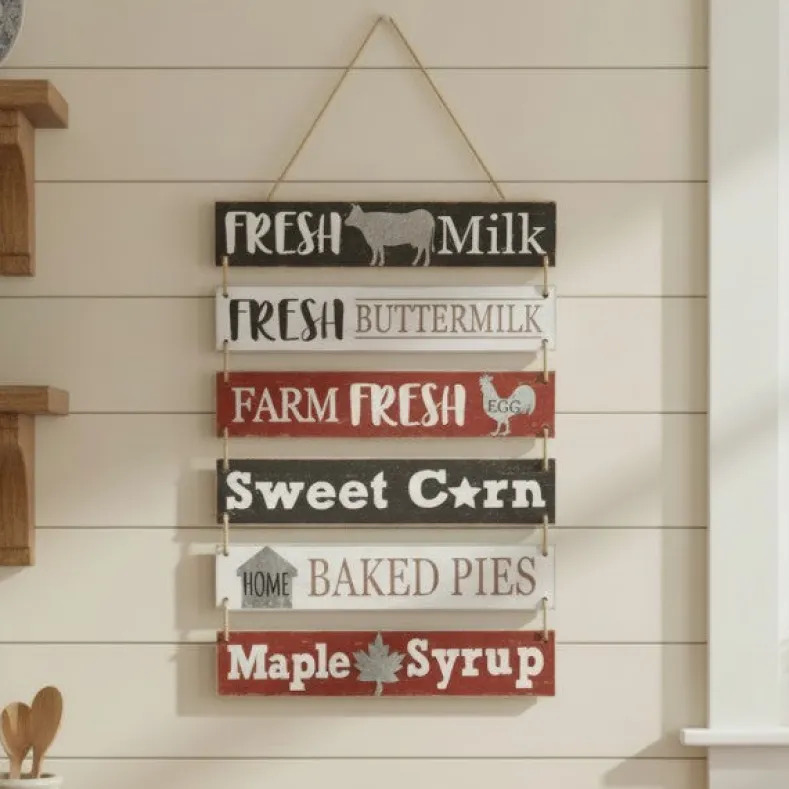 Farm Fresh Wall Décor Collection – Hanging Sign or Rustic Wall Clock
