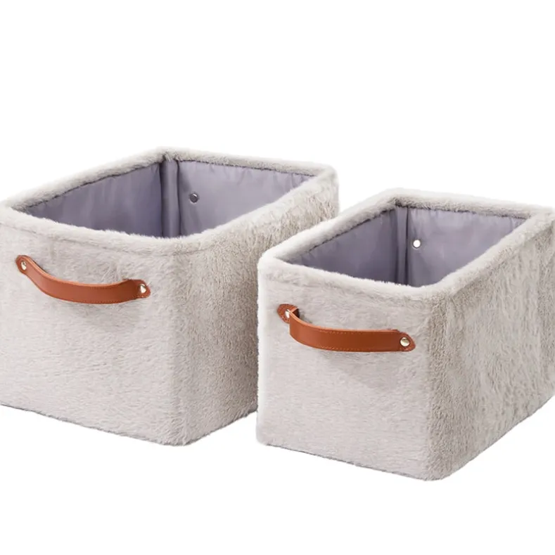 Faux Fur Storage Bins - Set of 2