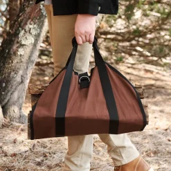 Firewood Carrier And Storage Bag With Carry Straps