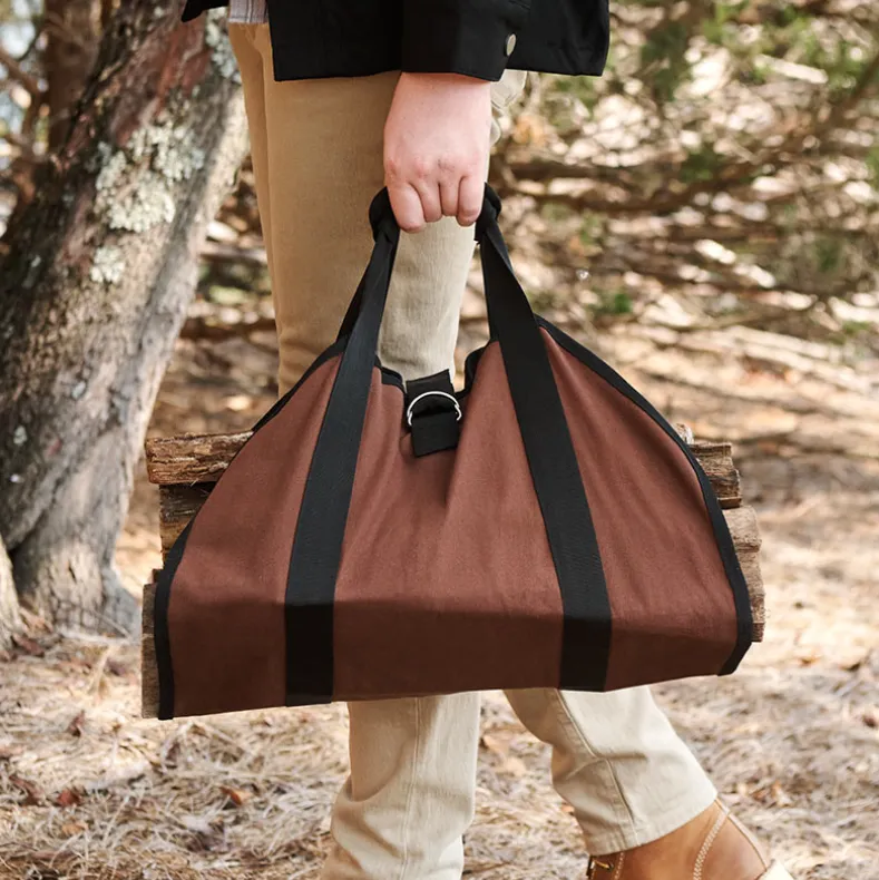 Firewood Carrier And Storage Bag With Carry Straps