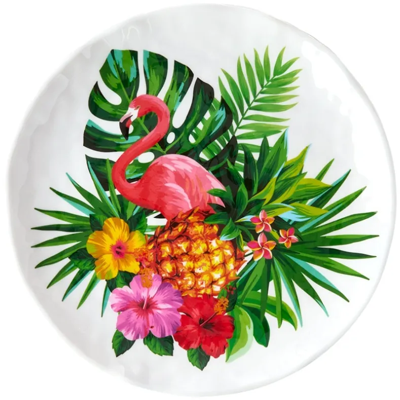 Flamingo in Paradise Tableware - Set of 4 Melamine Dessert Plates