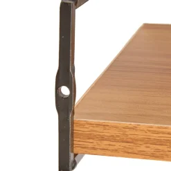 Floating Wall Mounted Wood Shelves with Metal Bar - Set of 2