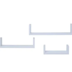 Floating Wood Shelves in White - Set of 3