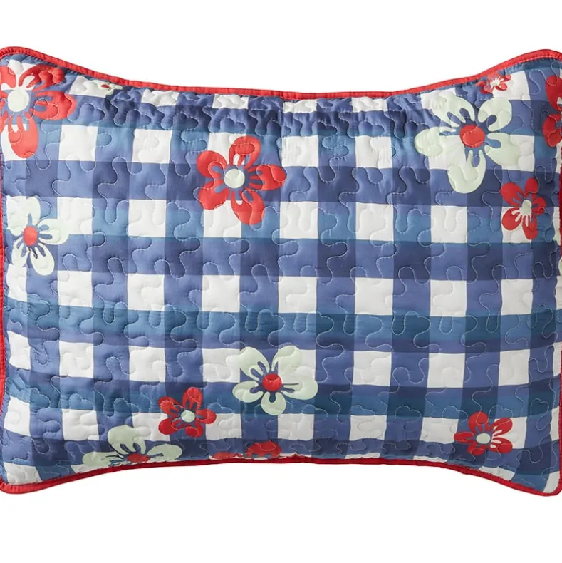 Floral Check Sham or Accent Floral Pillow