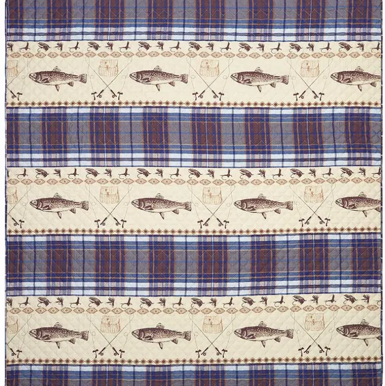 Fly Fishing Reversible Full/Queen or King Quilt, or Decorative Pillow