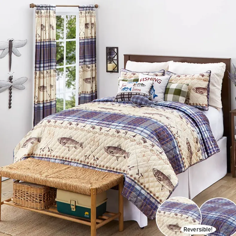 Fly Fishing Reversible Full/Queen or King Quilt, or Decorative Pillow