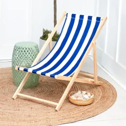 Foldable Patio Sling Lounge Chair with Stripes