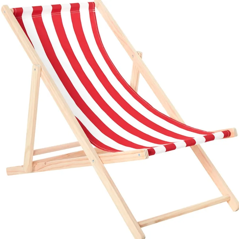 Foldable Patio Sling Lounge Chair with Stripes