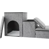 Foldable Pet Stairs With Storage Boxes and Cozy Pet Nook Portable