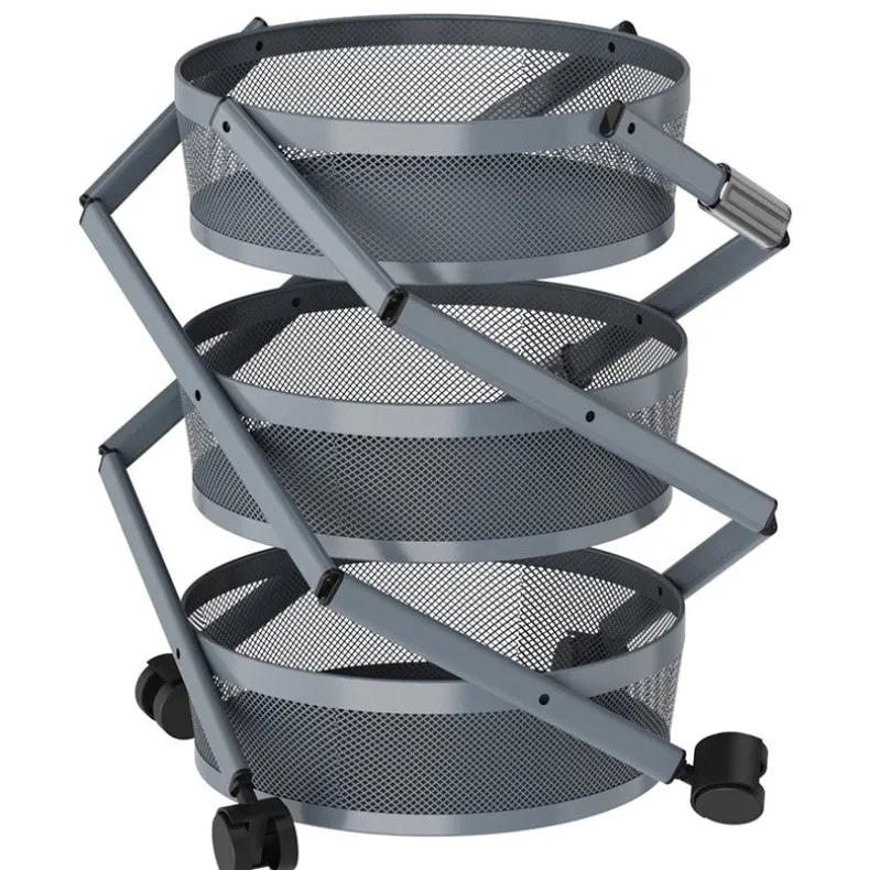 Foldable Utility Cart with Wheels - 3-Tier