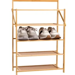 Foldable Wooden Shoe Storage Rack - 5-Tier