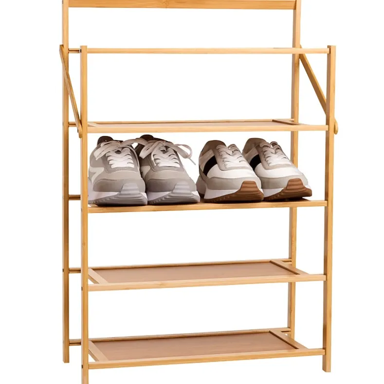 Foldable Wooden Shoe Storage Rack - 5-Tier