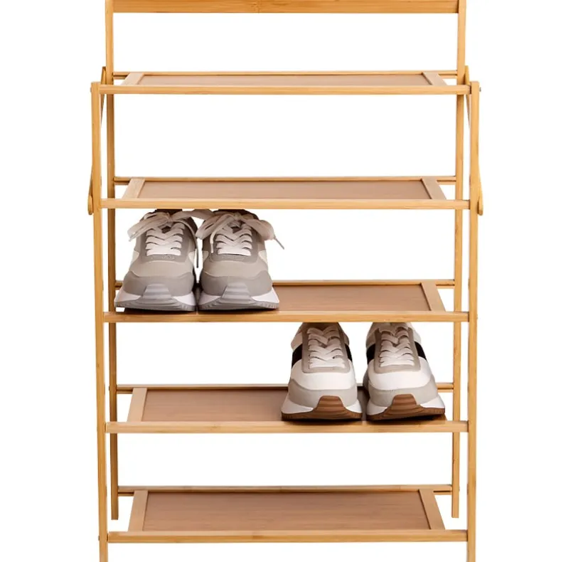 Foldable Wooden Shoe Storage Rack - 5-Tier