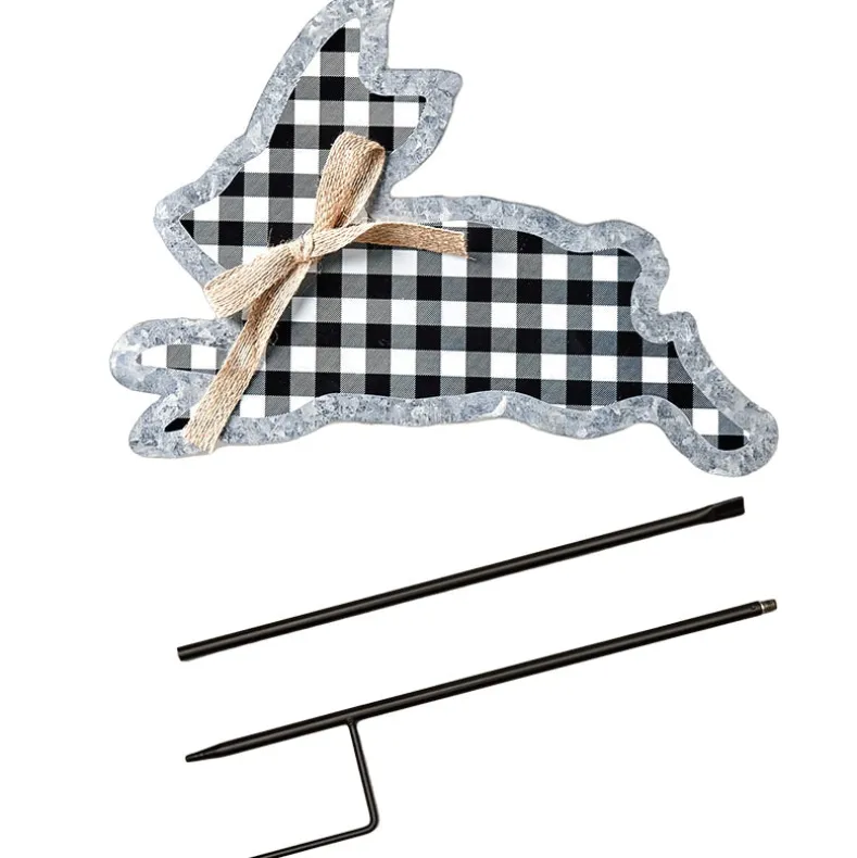 Galvanized Gingham Bunny Stake