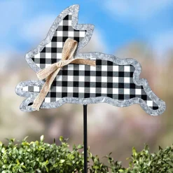 Galvanized Gingham Bunny Stake