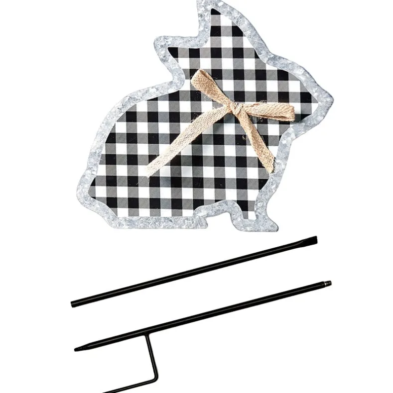 Galvanized Gingham Bunny Stake