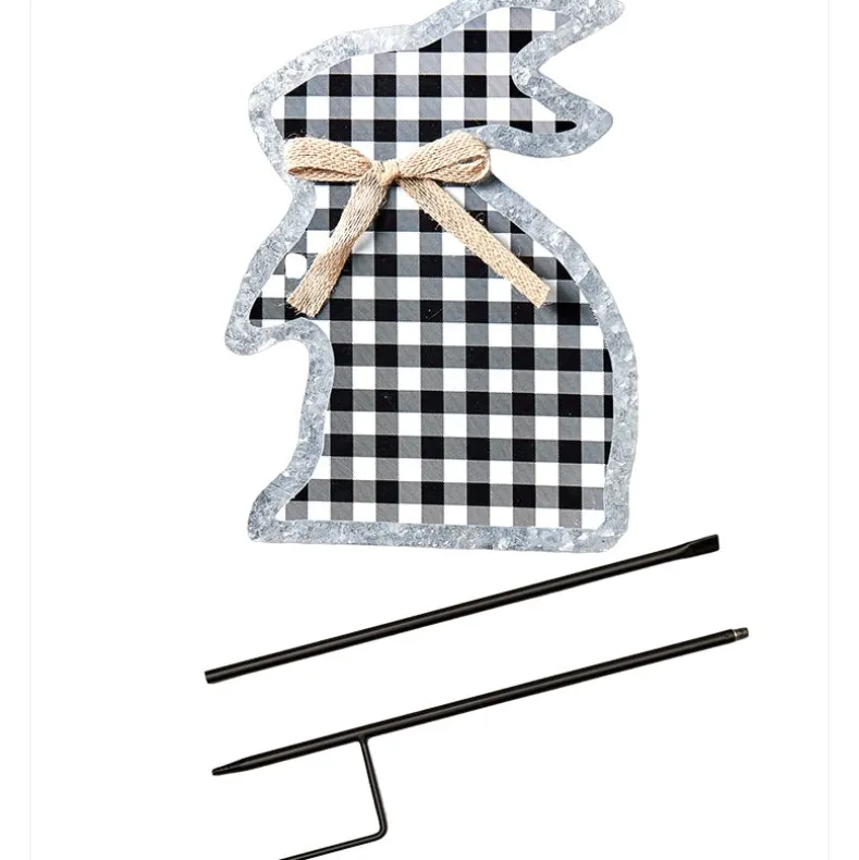 Galvanized Gingham Bunny Stake