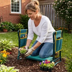 Garden Planting Bench 2 In 1 With Knee Saver And Tool Organizer