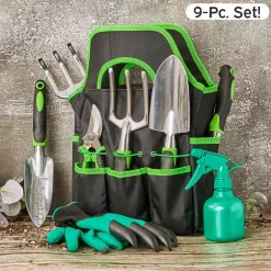 Garden Tool Set With Caddy - 9 Piece Set