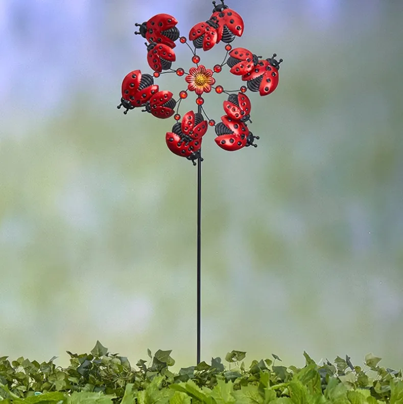 Garden Wind Spinner Stakes with Ladybug, Hummingbird, and Butterfly