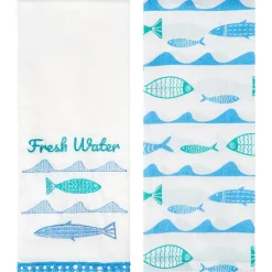 Gone to the Lake Embroidered Kitchen Towels, Set of 2