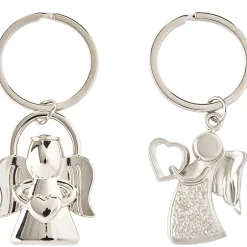 Guardian Angel Keychain Stainless Steel 2-pc