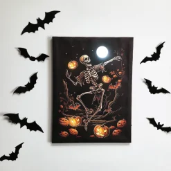 Halloween Canvas Wall Art Lighted Decor In Ghost Skeleton Or Reaper