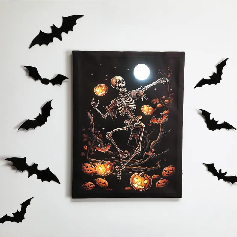 Halloween Canvas Wall Art Lighted Decor In Ghost Skeleton Or Reaper