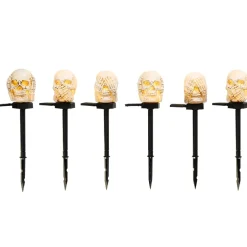 Halloween Hear, See and Speak No Evil Skull Solar Stakes - Set of 3