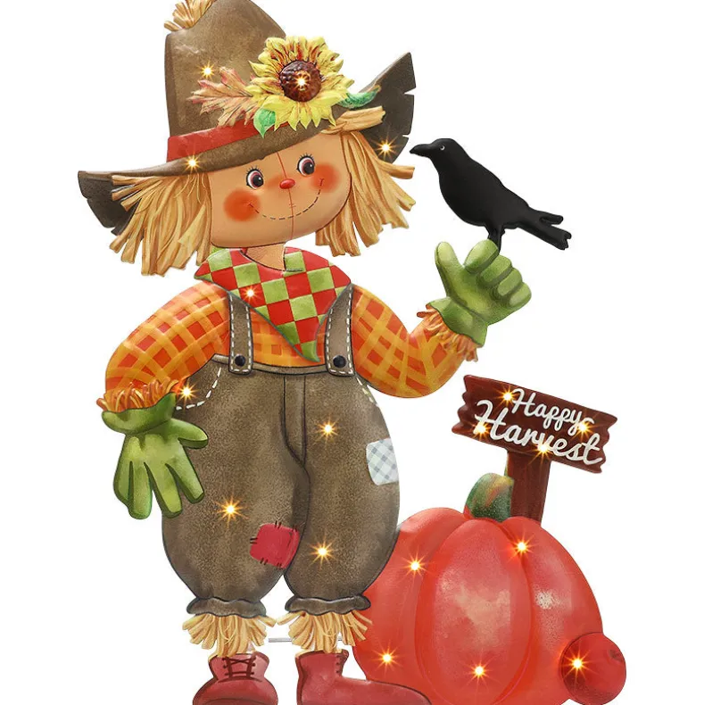 Halloween Lighted Standing Witch or Scarecrow Greeter