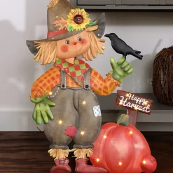 Halloween Lighted Standing Witch or Scarecrow Greeter