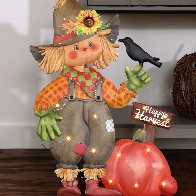 Halloween Lighted Standing Witch or Scarecrow Greeter