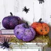 Halloween Plush Webbed Pumpkin Decor - Orange or Purple
