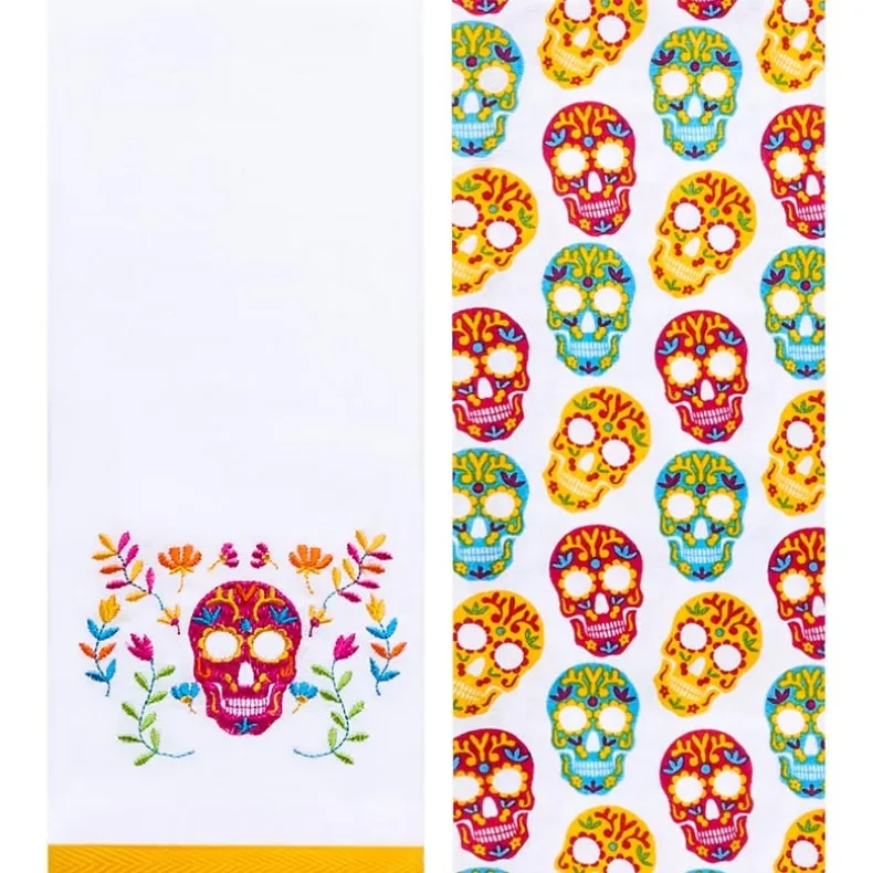 Halloween Skeletons Embroidered Kitchen Towels, Set of 2