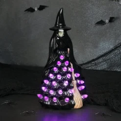 Halloween Witch Or Spirit LED Lighted Ceramic Tabletop Decor