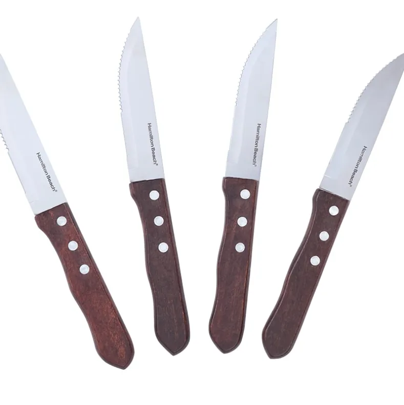 Hamilton Beach Steak Knife Set of 4 with Wooden Handle